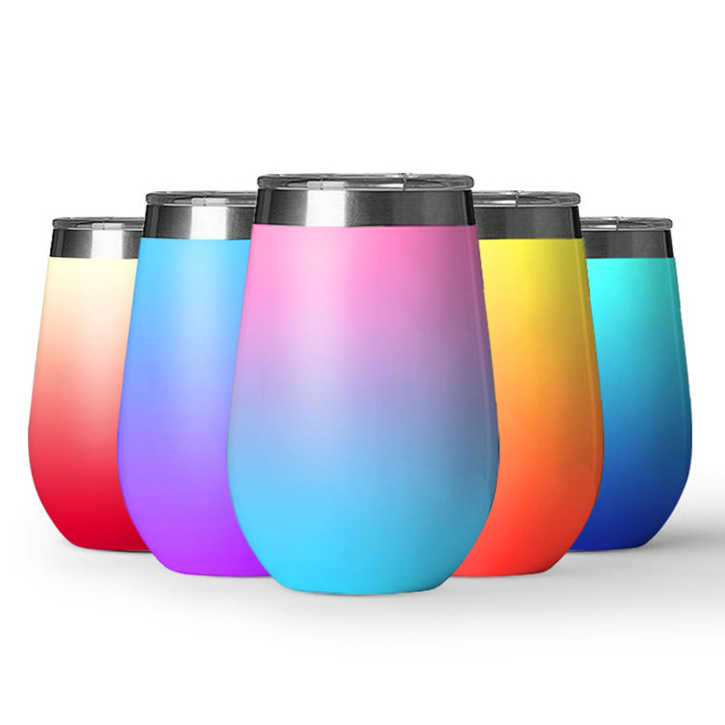 咖啡杯 12 盎司双层不锈钢金属新奇带盖葡萄酒杯