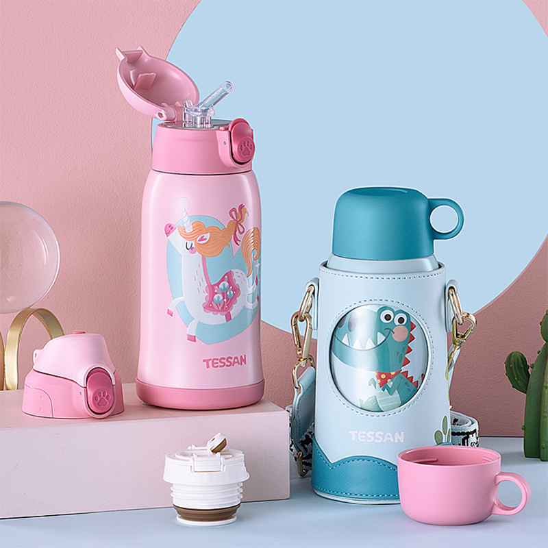 宽口儿童直接饮用和吸管绝缘不锈钢真空水瓶